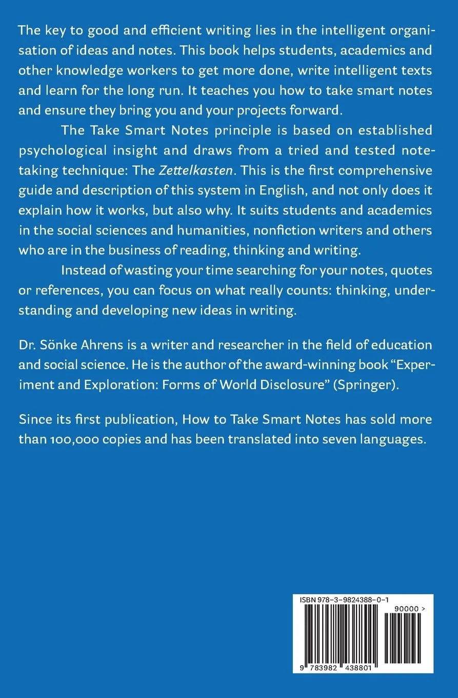 How to Take Smart Notes by Snke Ahrens - BooksAdora