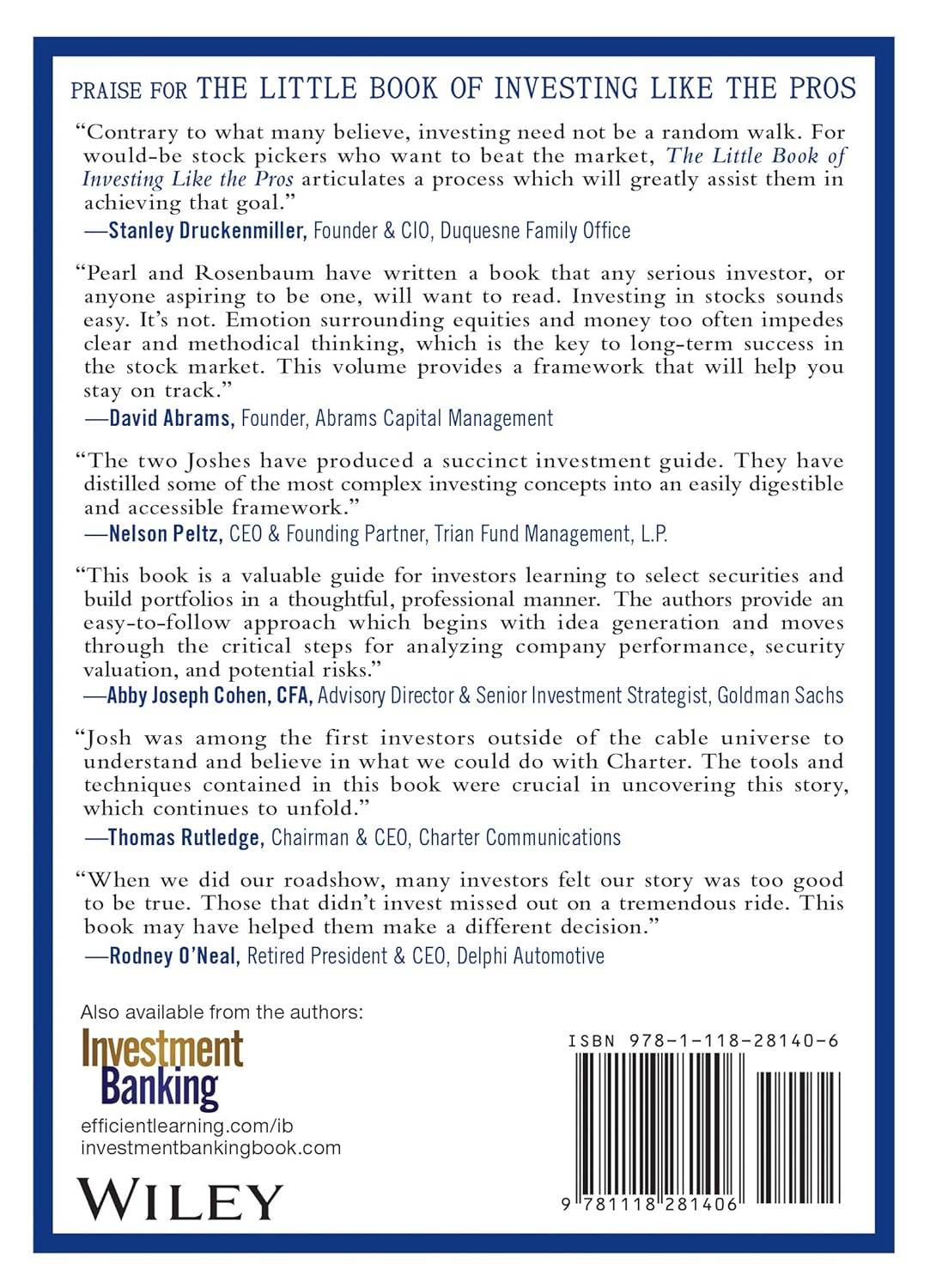 The Little Book of Investing Like the Pros by Joshua Pearl, Joshua Rosenbaum - BooksAdora